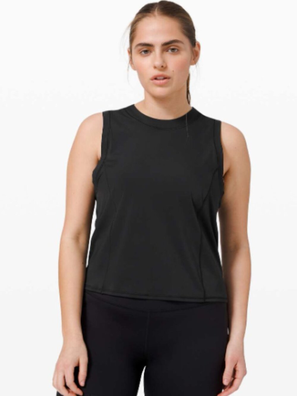Lululemon Sheer Will Black Cropped Tank Size 4